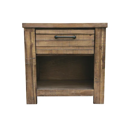 1-Drawer Nightstand with Open Compartment