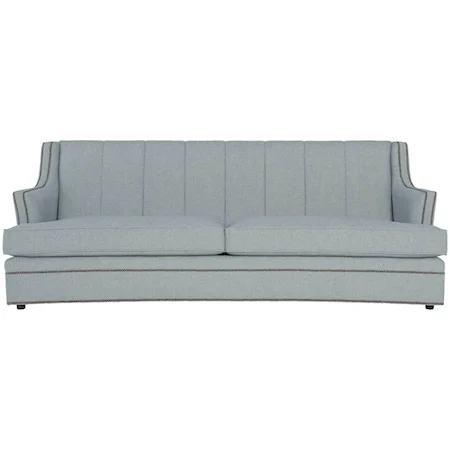 Transitional Channeled Back Sofa with Nailheads and Two Sets of Toss Pillows