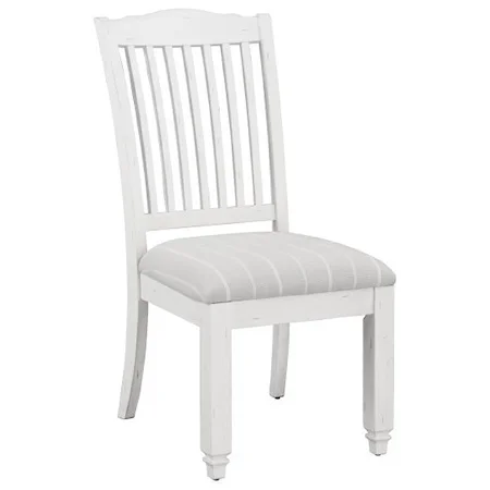 Rustic Slat Back Side Chair with Upholstered Seat