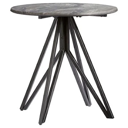 Round End Table with Faux Gray Granite Top