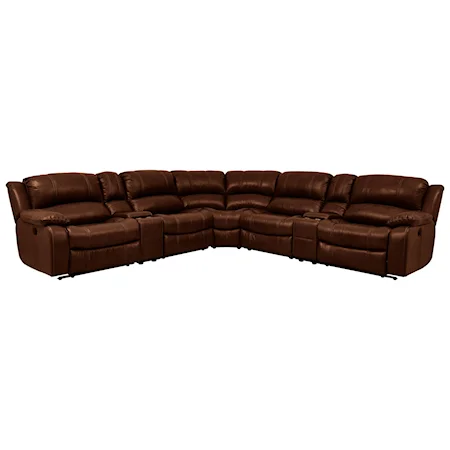Casual 6-Piece Power Reclining Sectional with Storage Console and Cupholders