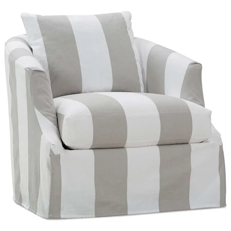 Transitional Slipcover Swivel Chair