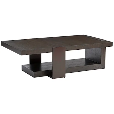 Quarry Rectangular Cocktail Table with Decorative Metal Supports