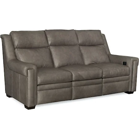 Transitional Power Reclining Sofa with Power Headrests