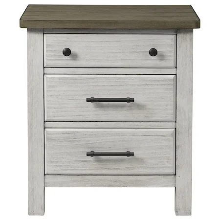 Relaxed Vintage Nightstand with Outlets