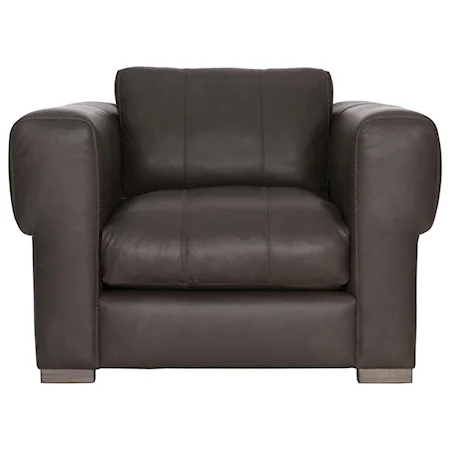 Transitional Leather Chair with Key Arms