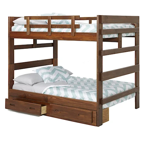 Rustic Full/Full Bunk Bed with Center Support