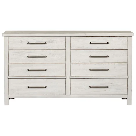 Contemporary 8-Drawer Dresser with Felt Lined Top Drawers