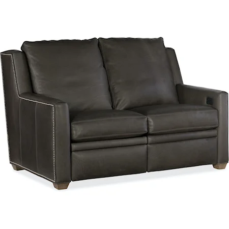 Transitional Power Reclining Loveseat with Power Headrests