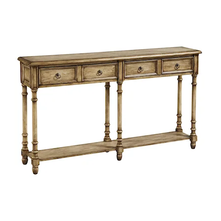 Two Drawer Tall Hall Console Table in Weathered Brown