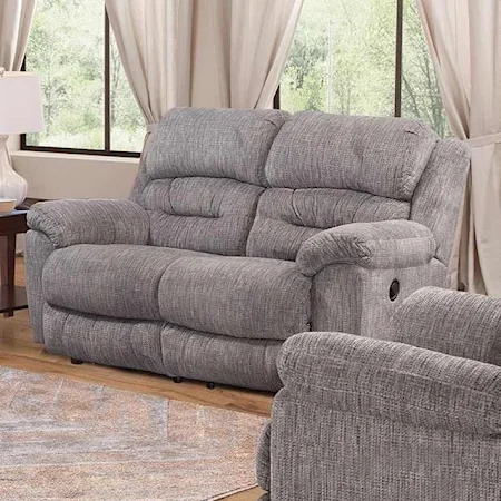 Casual Manual Rocking Reclining Loveseat with with Pillow Armrests