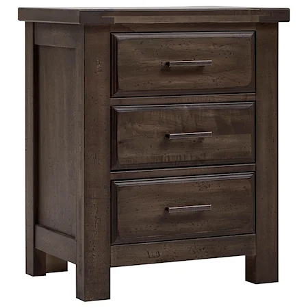 Solid Wood 3-Drawer Nightstand