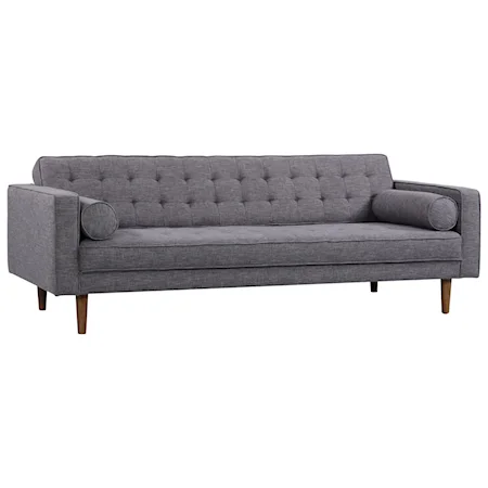 Mid-Century Modern Sofa in Dark Gray Linen