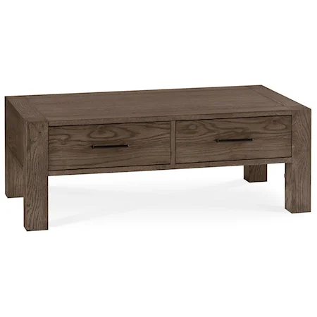 Modern Rustic Rectangular Cocktail Table with Drawers