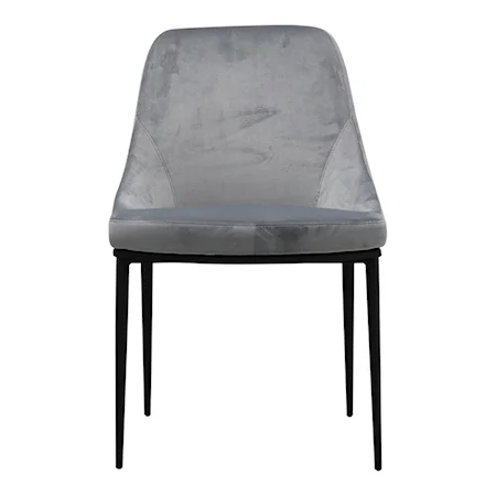 Contemporary Grey Velvet Upholstered Dining Chair