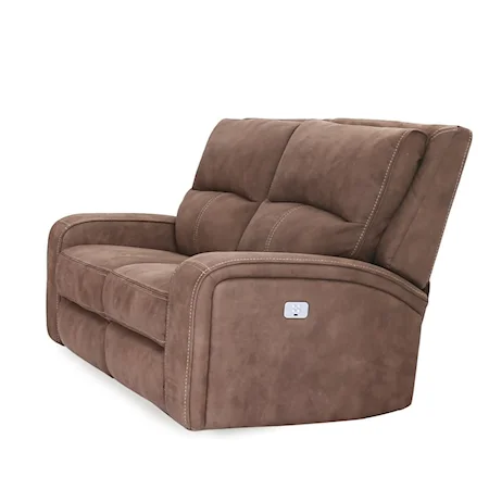 Contemporary Reclining Loveseat with Track Arms