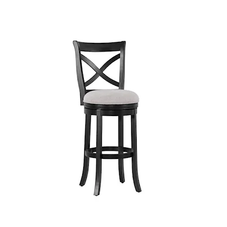 X-Back Black Wooden Counter Stool