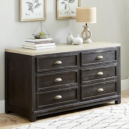 Transitional 4-Drawer Office Credenza with File Storage
