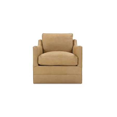 Casual Leather Swivel Chair with Loose Pillow Back