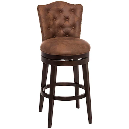 Transitional Swivel Bar Stool with Button Tufting