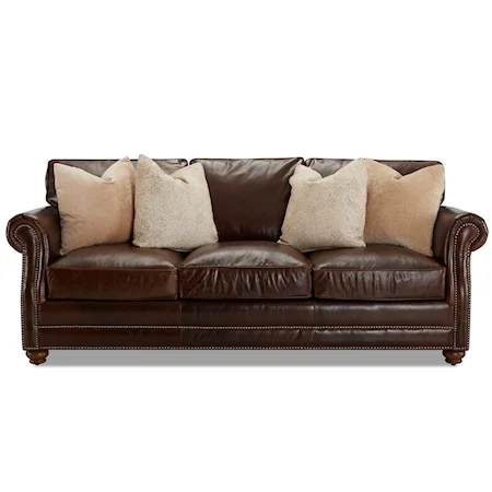 Traditional Leather Sofa w/ Nailhead Trim