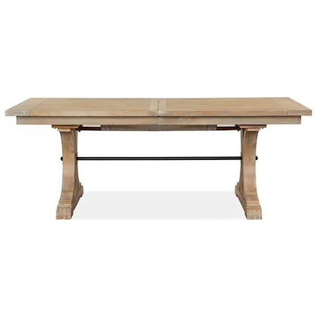 Relaxed Vintage Trestle Dining Table with Removable Leaf