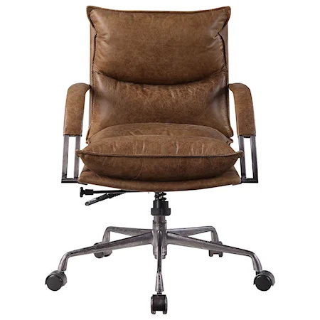Coffee Brown Top Grain Leather Office Chair