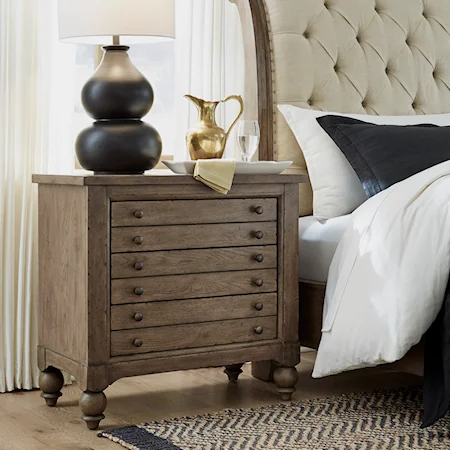 Transitional Bedside Chest with Charging Station