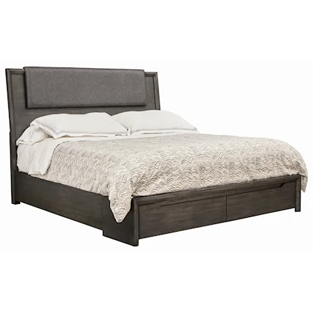 King Storage Bed with Headboard Lighting