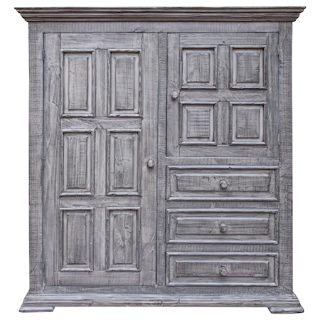 Solid Wood Gentleman's Chest with 2 Doors and 3 Drawers