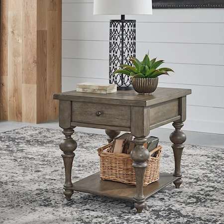 Transitional Drawer End Table