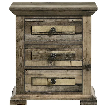 Rustic 3-Drawer Nightstand