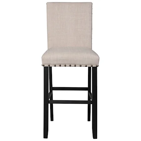 Transitional Upholstered Bar Stool with Nailhead Trim