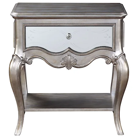 Glam Nightstand with Mirrored Front
