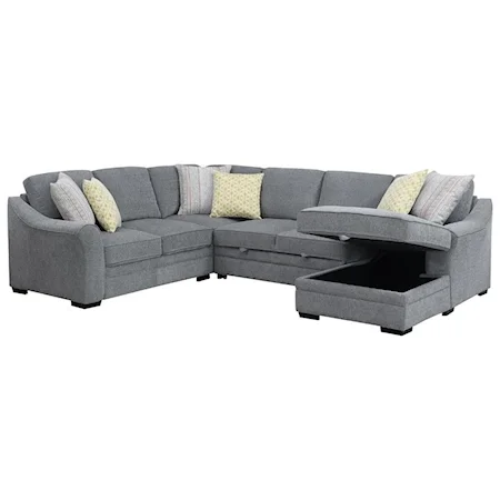 Transitional 3-Piece Sleeper Sectional with Storage and Trundle