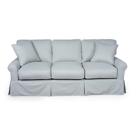 Casual Slipcover Sofa Sleeper with Foam Mattress