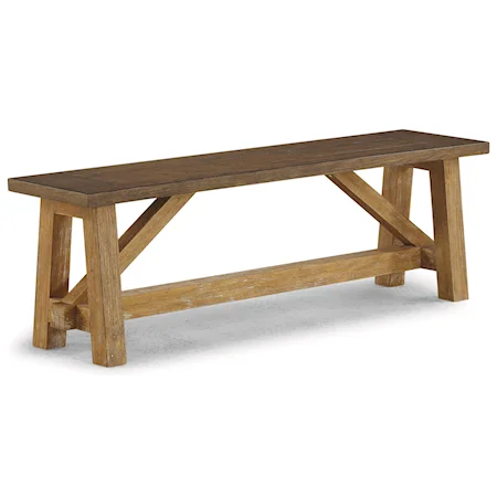 Casual Rustic Bench with Trestle Base