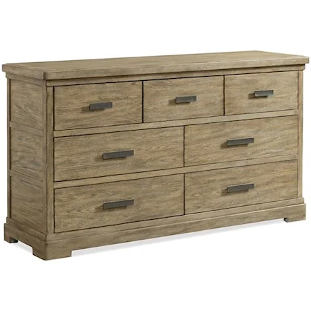 Rustic Seven Drawer Dresser with Felt Lined Top Drawers