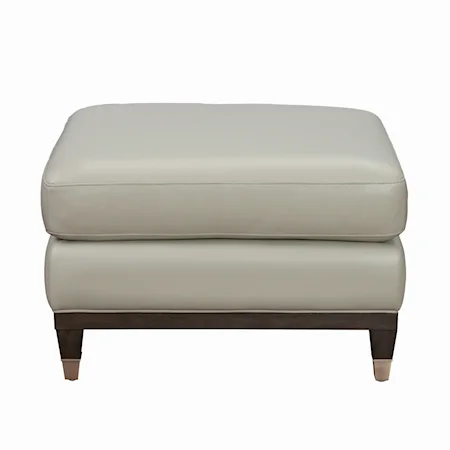 Matching Ottoman in Top-Grain Light Gray Leather