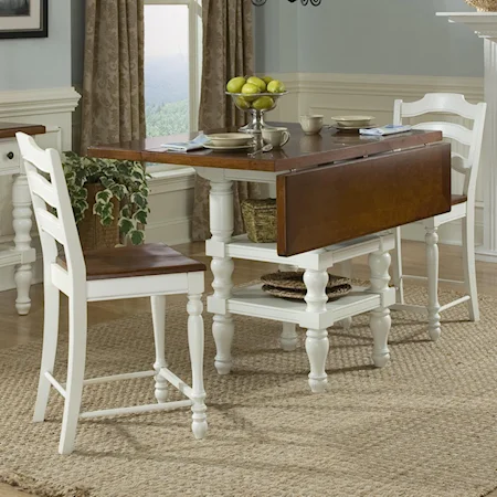 Square Drop Leaf Pub Table & Ladder Back Chairs Set