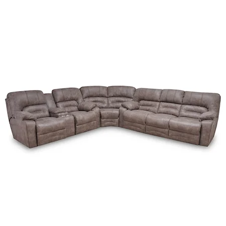 Casual Power Reclining Sectional Sofa with Drop-Down Table and Cupholders