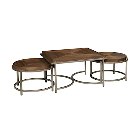 Transitional Cocktail Table and Round Nesting Table Set