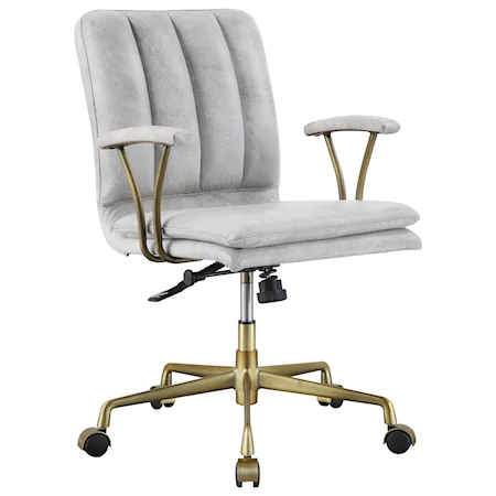 Glam Leather Office Chair with Chrome Trim