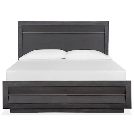 Contemporary King Bed with Metal Detail and Storage Footboard