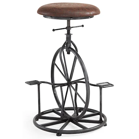 Adjustable Industrial Metal Bicycle Barstool with Wrangler Fabric