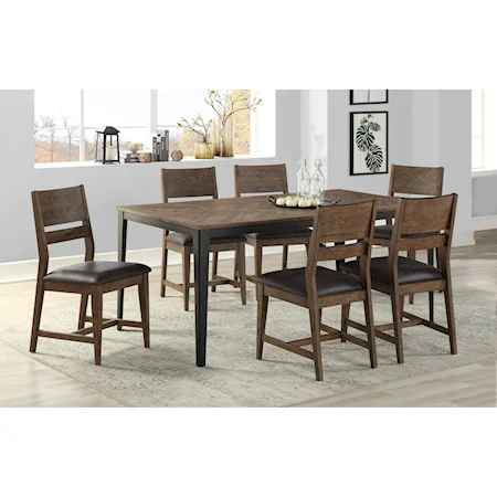 7-Piece Contemporary Dining Set with Upholstered Seats
