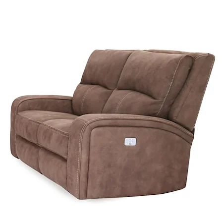 Contemporary Power Reclining Loveseat with USB Ports and Power Headrests