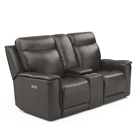 Power Reclining Loveseat with Power Headrests and Adjustable Lumbar
