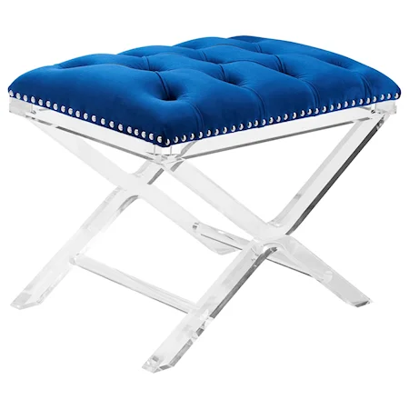 Modern and Contemporary Tufted Ottoman with Acrylic Legs