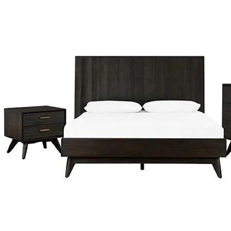 3 Piece Acacia Queen Bed and Nightstands Bedroom Set